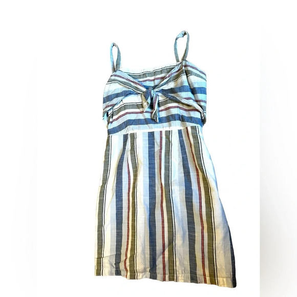 abercrombie & fitch blue white red green striped mini dress size XS pockets​ - Picture 2 of 12